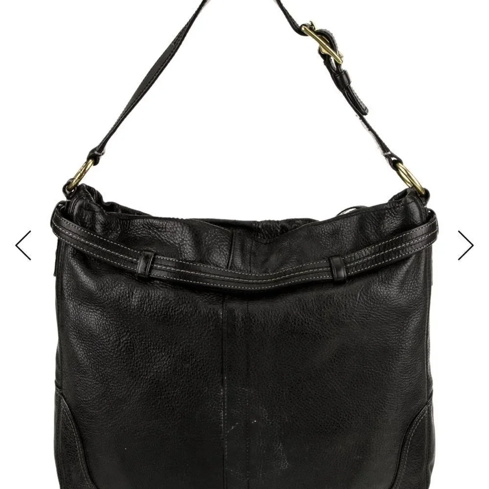 Coach Black Leather Hobo Bag with Gold Hardware
